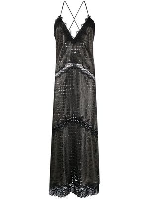Roberto Cavalli leather crocodile-effect slip dress - Black