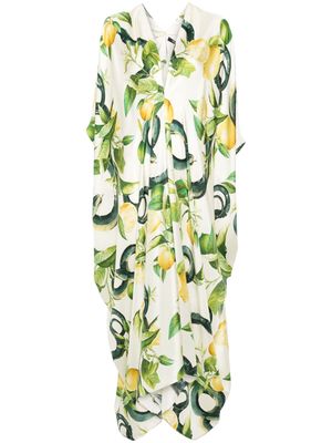 Roberto Cavalli lemon-print silk dress - Neutrals