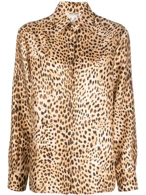 Roberto Cavalli leopard print concealed placket shirt - Neutrals