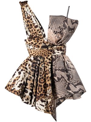 Roberto Cavalli leopard-print flared mini dress - 00504
