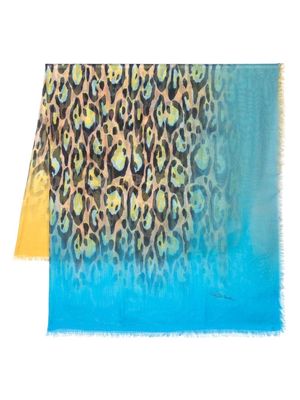 Roberto Cavalli leopard-print gradient scarf - Yellow