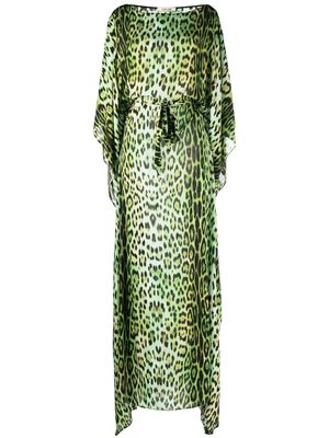 Roberto Cavalli leopard print kaftan dress - Green