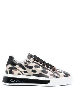 Roberto Cavalli leopard-print leather sneakers - Neutrals