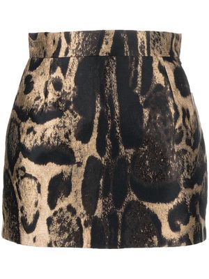 Roberto Cavalli leopard-print mini A-line skirt - Black