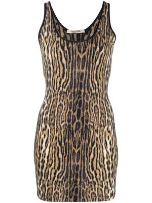 Roberto Cavalli leopard-print mini dress - Neutrals