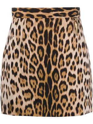 Roberto Cavalli leopard print mini skirt - Brown