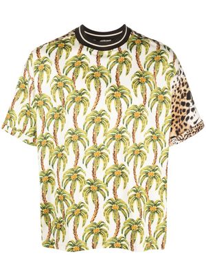 Roberto Cavalli leopard-print panel T-shirt - Neutrals