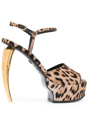Roberto Cavalli leopard-print platform Tiger Tooth sandals - Neutrals