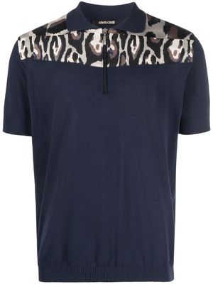 Roberto Cavalli leopard print polo shirt - Blue