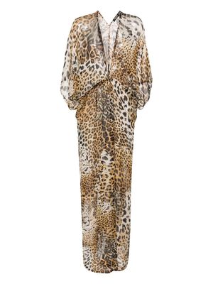 Roberto Cavalli leopard-print silk beach dress - Neutrals