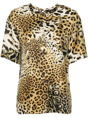 Roberto Cavalli leopard-print silk blouse - Neutrals
