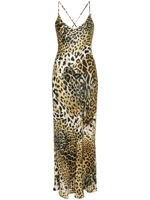 Roberto Cavalli leopard print silk dress - Brown