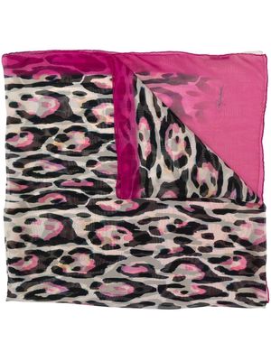 Roberto Cavalli leopard print silk scarf - Pink