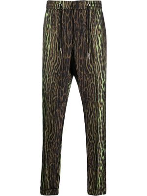 Roberto Cavalli leopard-print silk trousers - Green