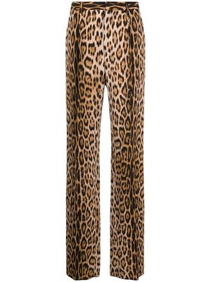 Roberto Cavalli leopard-print straight-leg trousers - Neutrals