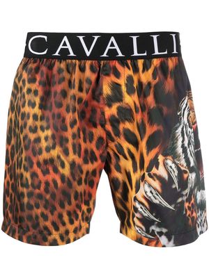 Roberto Cavalli leopard-print swim shorts - Orange