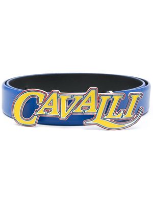 Roberto Cavalli logo-buckle leather belt - Blue