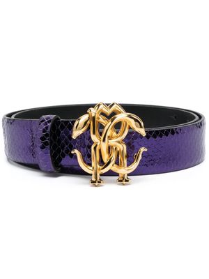 Roberto Cavalli logo buckle leather belt - Purple