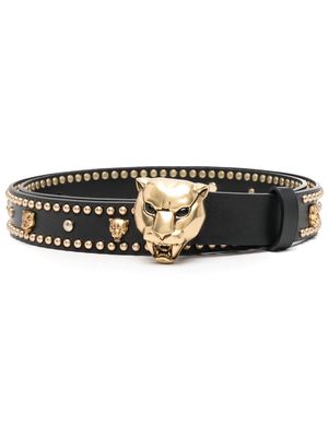 Roberto Cavalli logo-buckle studded belt - Black
