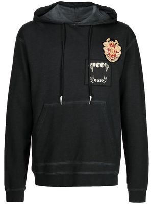Roberto Cavalli logo-crest detail hoodie - Black