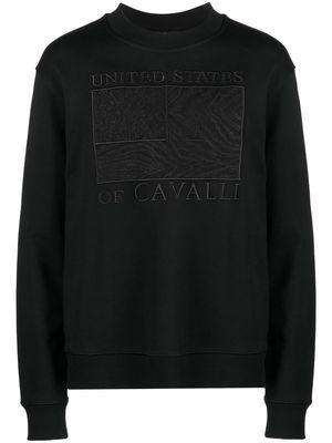 Roberto Cavalli logo-embroidered cotton sweatshirt - Black