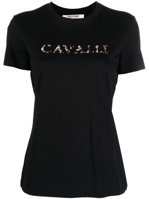 Roberto Cavalli logo-embroidered cotton T-shirt - Black