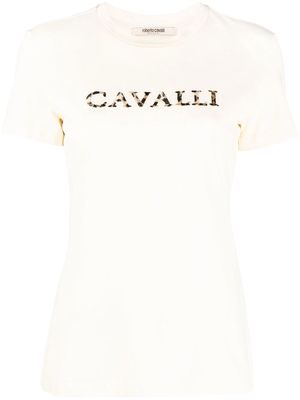 Roberto Cavalli logo-embroidered cotton T-shirt - White