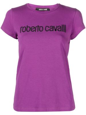 Roberto Cavalli logo-embroidered T-shirt - Purple