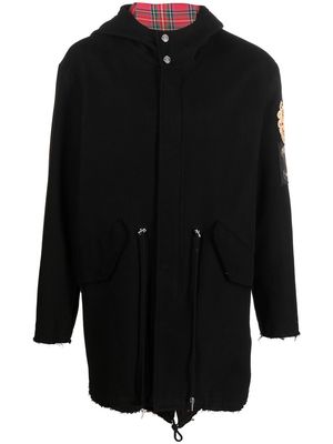 Roberto Cavalli logo-patch hooded jacket - Black
