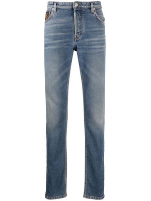 Roberto Cavalli logo-patch straight-leg jeans - Blue