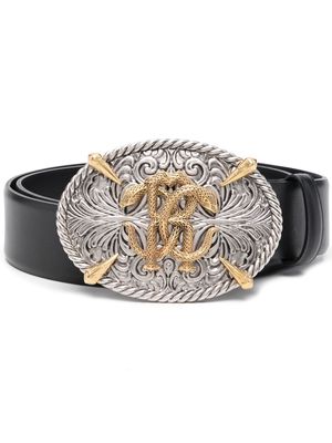 Roberto Cavalli logo plaque buckle belt - Black