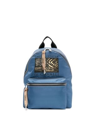 Roberto Cavalli logo-print backpack - Blue