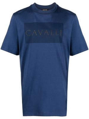 Roberto Cavalli logo print cotton T-shirt - Blue