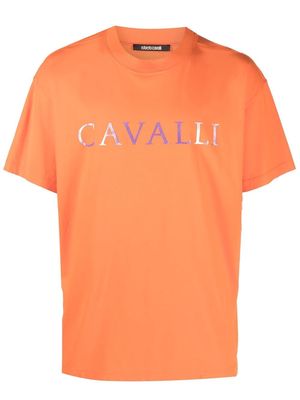 Roberto Cavalli logo-print cotton T-shirt - Orange