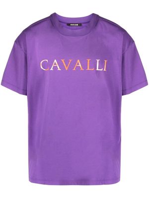 Roberto Cavalli logo-print cotton T-shirt - Purple