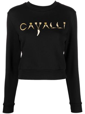 Roberto Cavalli logo-print crew sweatshirt - Black