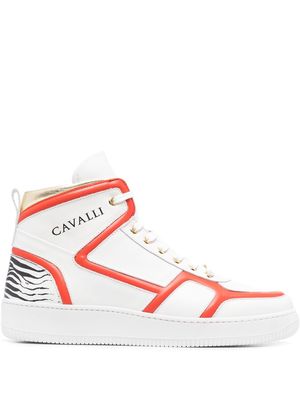 Roberto Cavalli logo-print high top sneakers - White