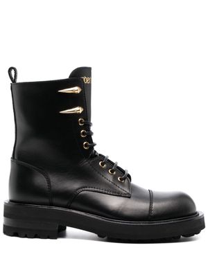 Roberto Cavalli logo-print leather boots - Black