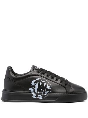 Roberto Cavalli logo-print leather sneakers - Black