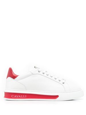 Roberto Cavalli logo-print leather sneakers - White