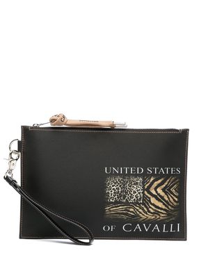 Roberto Cavalli logo-print pouch - Black