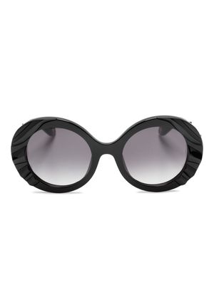 Roberto Cavalli logo-print round-frame sunglasses - Black