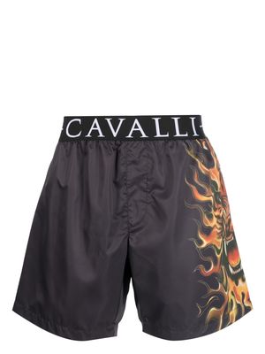 Roberto Cavalli logo-print swim shorts - Black