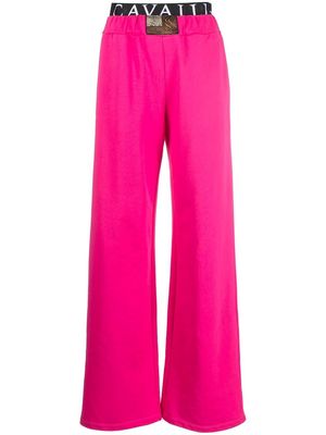 Roberto Cavalli logo waistband flared trousers - Pink