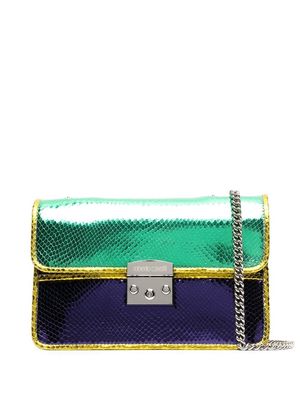 Roberto Cavalli metallic colour-block crossbody bag - Purple