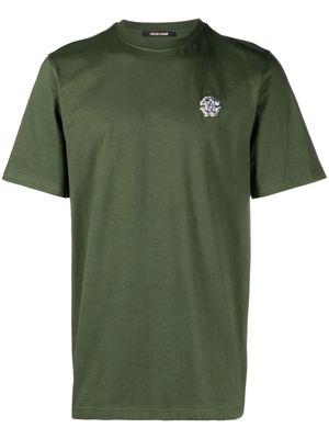 Roberto Cavalli Mirror Snake-embroidered T-shirt - Green