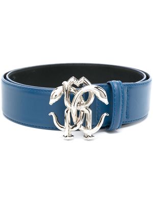Roberto Cavalli Mirror Snake leather belt - Blue