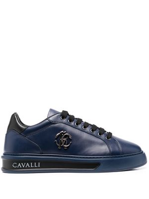 Roberto Cavalli Mirror Snake-plaque leather sneakers - Blue