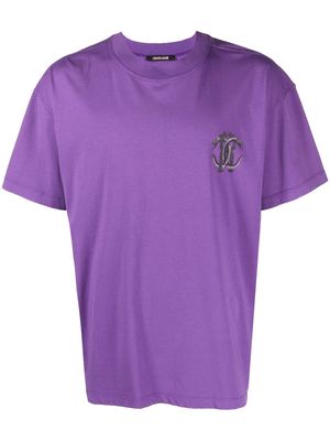 Roberto Cavalli Mirror Snake-print cotton T-shirt - Purple