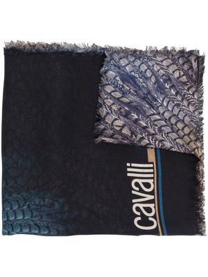 Roberto Cavalli Mirror Snake silk scarf - Blue